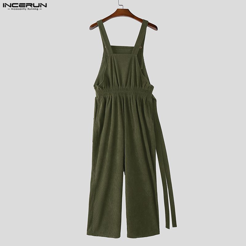 INCERUN Men's Corduroy Overalls with Loose Fit Cargo Pockets for Street Style, Halloween, Spring Autumn INCERUN Men's Corduroy Overalls with Loose Fit Cargo Pockets for Street Style, Halloween, Spring Autumn