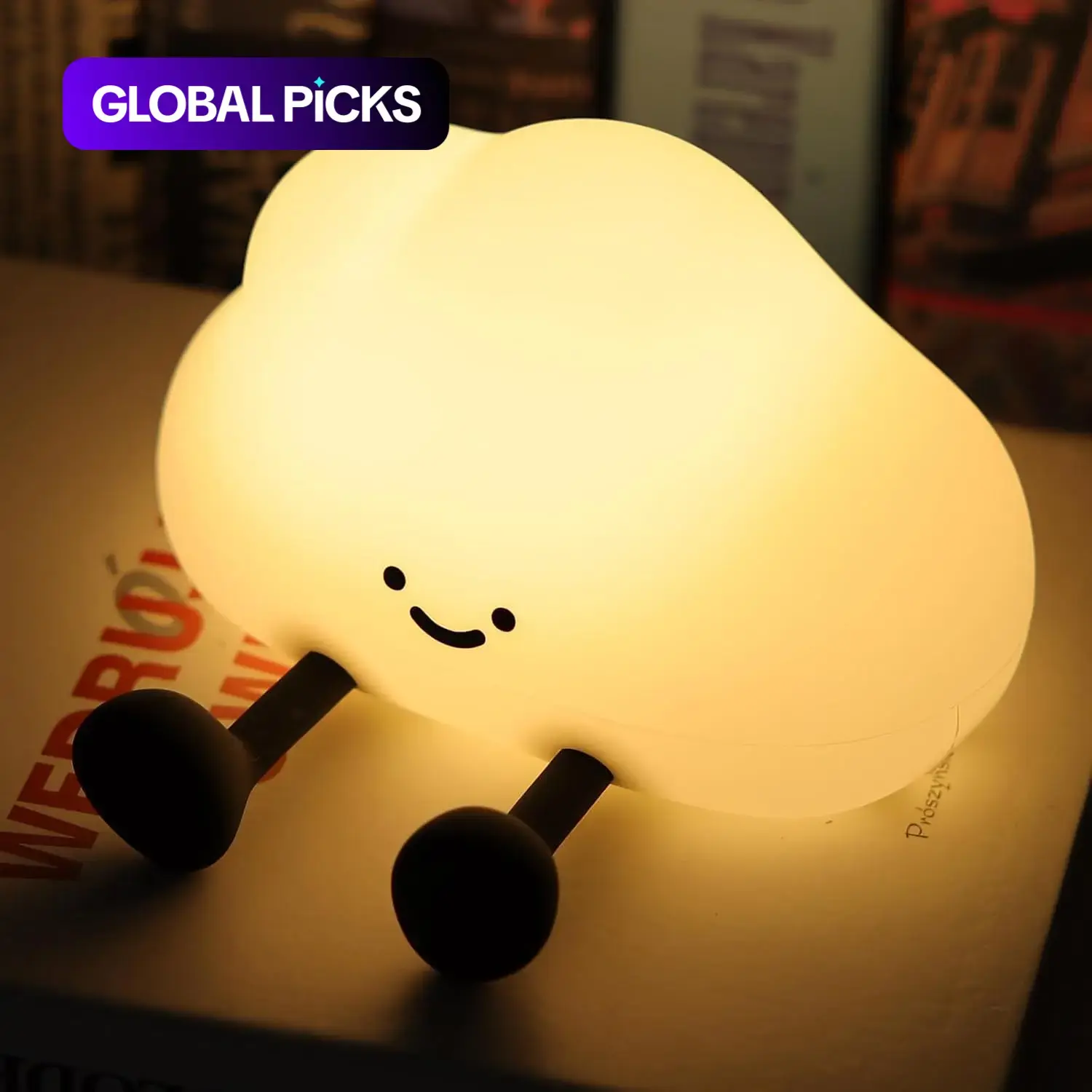 Cloud Shaped Night Light, USB Rechargeable 3 Level Dimmable Silicone Night Light, Funny Office Desk and Bedroom Decor, Novelty Lighting, Birthday Gift #GLOBAL PICKS