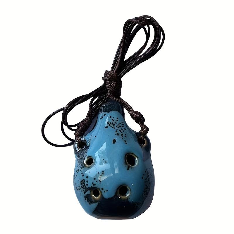 A Six-Hole Ceramic Ocarina - Vintage Style Six-Hole Mini Ocarina, Portable Mini Musical Wind Instrument with Adjustable Lanyard, Available in Purple/Red/Green/Blue/Yellow, Ideal for Music Lovers and Beginners, Musical Instruments