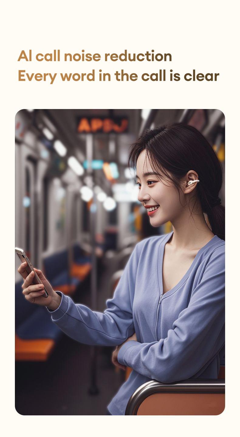 Earclip C7 Clip-on Design Wireless Earphones, Upgraded Panoramic Sound Headset, Comfortable Wearing  Sports Earbuds for Work, Fitness