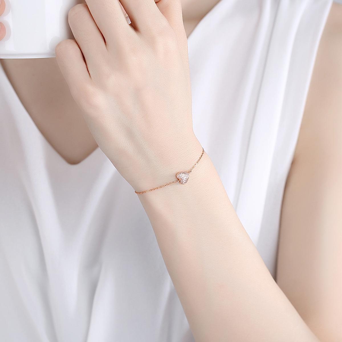 EAMTI 925 Sterling Silver Cubic Zirconia Pink Love Bracelet Gifts for Women Birthday/Anniversary Day/Valentine’s Day