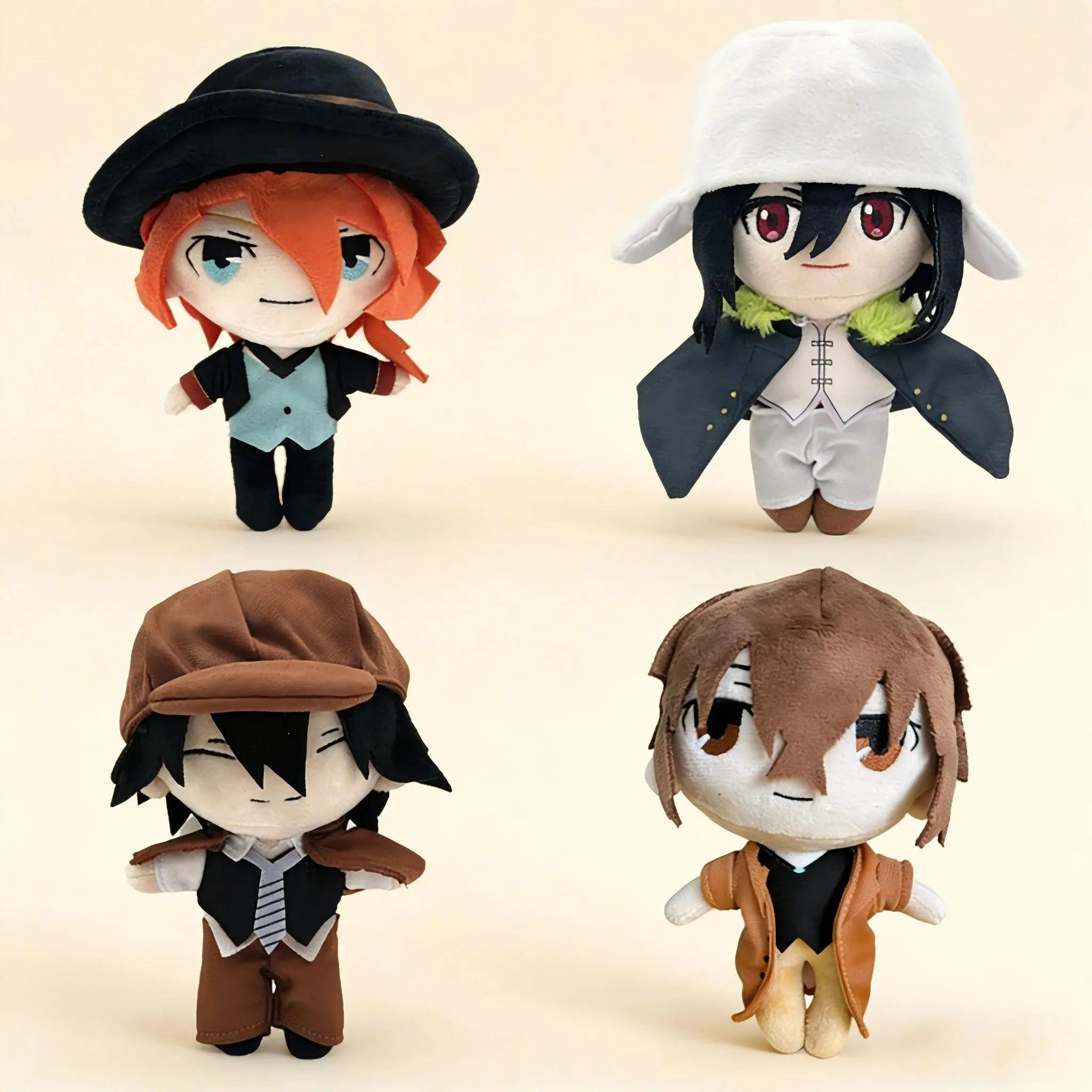 Bungo Stray Dogs Anime Plush Doll Set 20cm Chuuya Nakahara Osamu Dazai Fyodor Dostoyevsky Ranpo Edogawa Stuffed Toys Gift Decor