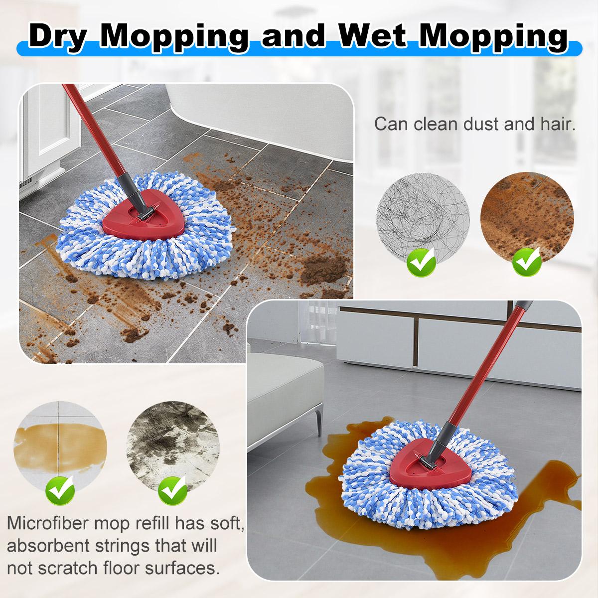 1/2/3pcs Microfiber Spin Mop Replacement Heads, Spin Mop Refill, Compatible with Vileda/o-Cedar Easywring 1 Tank System, Easy Installation, High Efficiency Cleaning, Kitchen Bathroom Cleaning Accessories