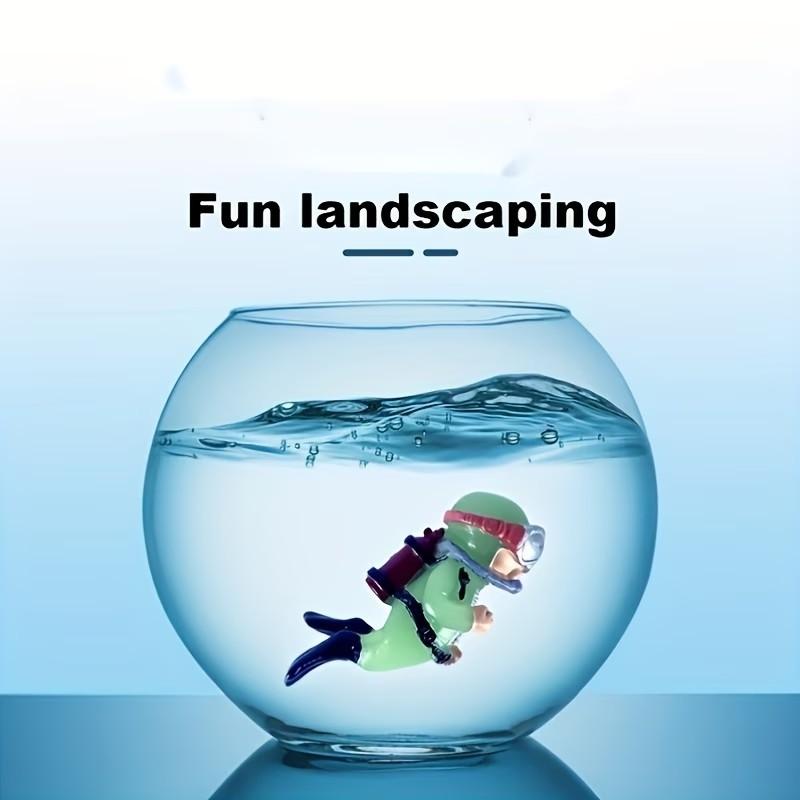 2-Pack Glow-In-The-Dark Aquarium Decor, Floating PVC Fish Tank Scene, Fluorescent Fish & Diver Figurines, Low Maintenance, Freshwater/saltwater