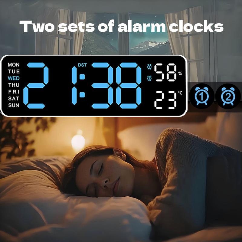 [TikTok Hot Seller]10 Decorative LED Digital Wall Clock - Bedroom Alarm with Temperature, Countdown Timer, Auto Dimming & Snooze - 12/24H Display, Modern Design for Home, Office & Dorm| Smart Home Decor Essential