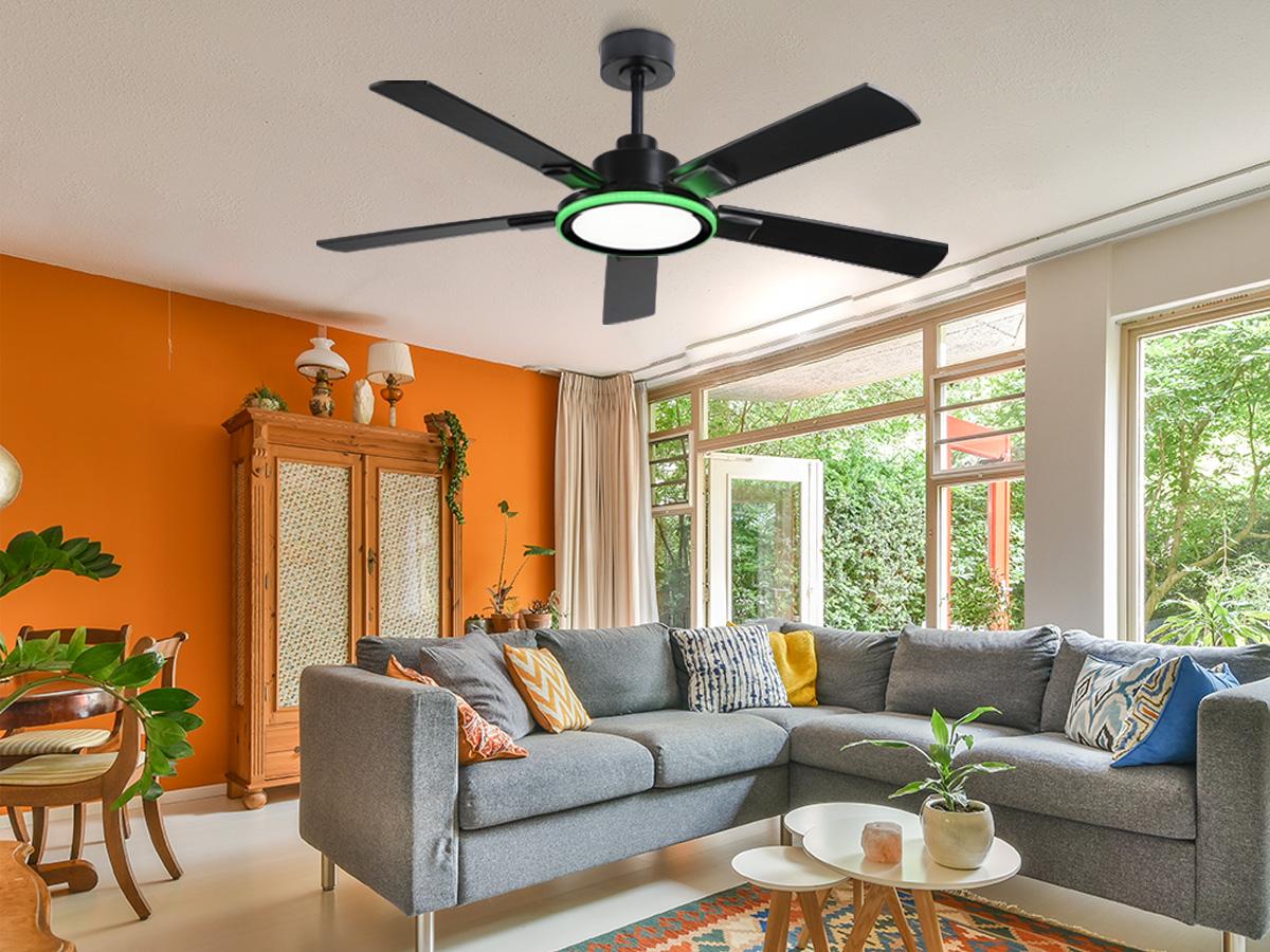 BAYSQUIRREL 52" Ceiling Fan with Lights, RGB Bluetooth Speaker, 6-Speed Reversible Motor, Full-Spectrum Lighting, Edge Ambient Lights, Smart Lighting Solutions,Feb Faves,Valentine's Day