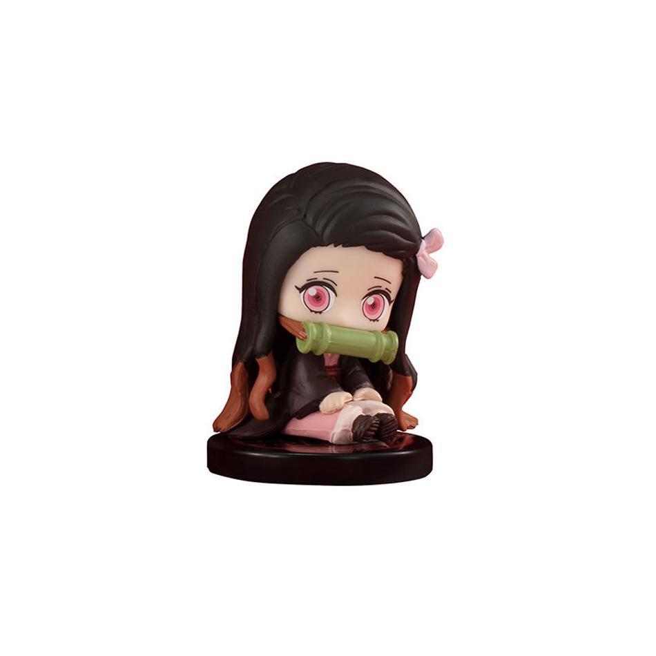 5-15pcs Q Version Demon Slayer Sitting Ghost Doll Tanjiro Nidouzi Inosuke Zenizu  Toy  Figural PVC Model Gift