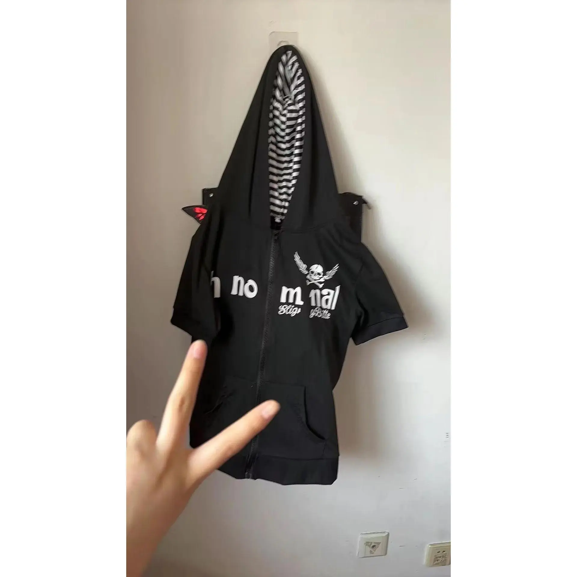 Gothic Skeleton Print Cardigan Contrast Hooded Sweatshirt Punk Jacket Women Autumn Y2k New Slim Fit Zip Hoodie Kawaii Clothes