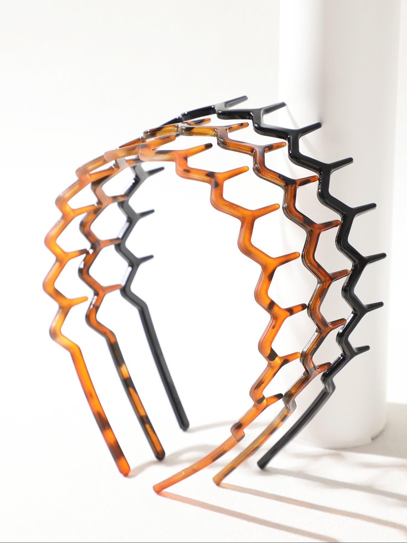 3pcs Women's Hairbands with Teeth Anti-Slip Wave Vintage Simple Restraint Headband Suitable for Face Washing Skincare Fashion Accessory Headbands Women