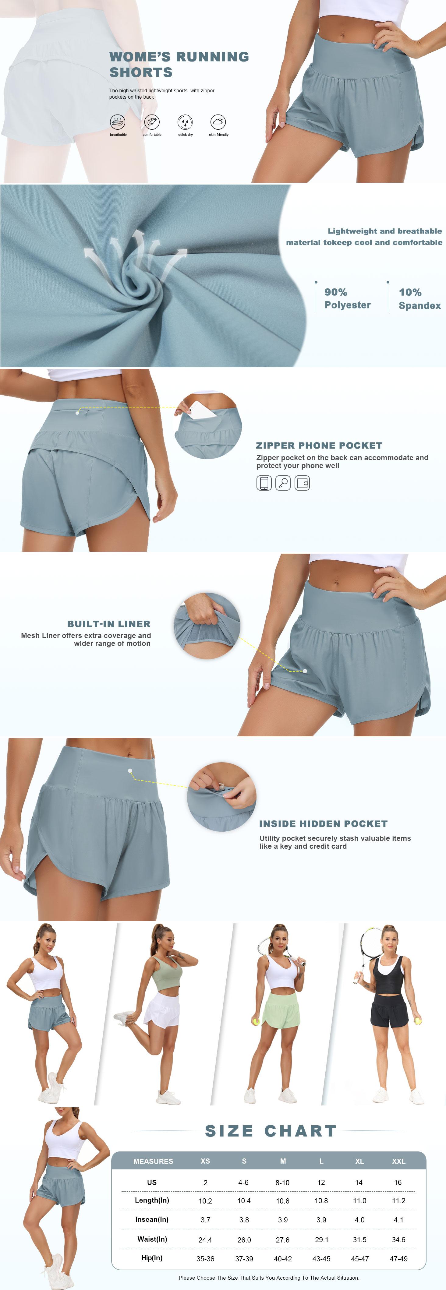 THE GYM PEOPLE High Waisted Back Zipper Pocket Yoga Shorts 3" Summer Running Shorts for Women Back to School Sports Workout Shorts Gym Outfit Activewear
