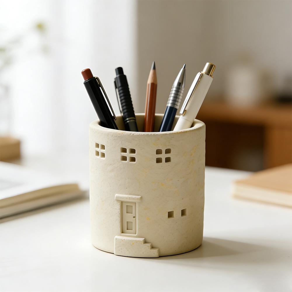 House modeling silicone mold multifunctional DIY handmade mold plaster flower pot pen holder candle cup creative desktop storage decoration food grade silicone high temperature resistant and easy to release handmade lovers must