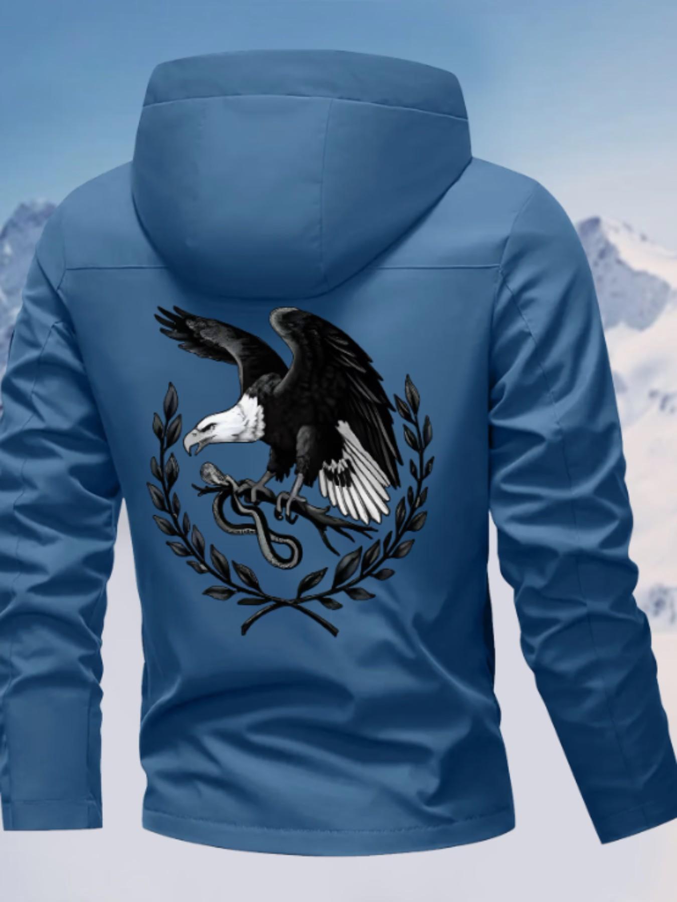 Spring Autumn New Couple Windbreaker, Eagle Snake Print, All-Season Outdoor Hiking Jacket, Long Sleeve Fitted Outerwear for Men and Women