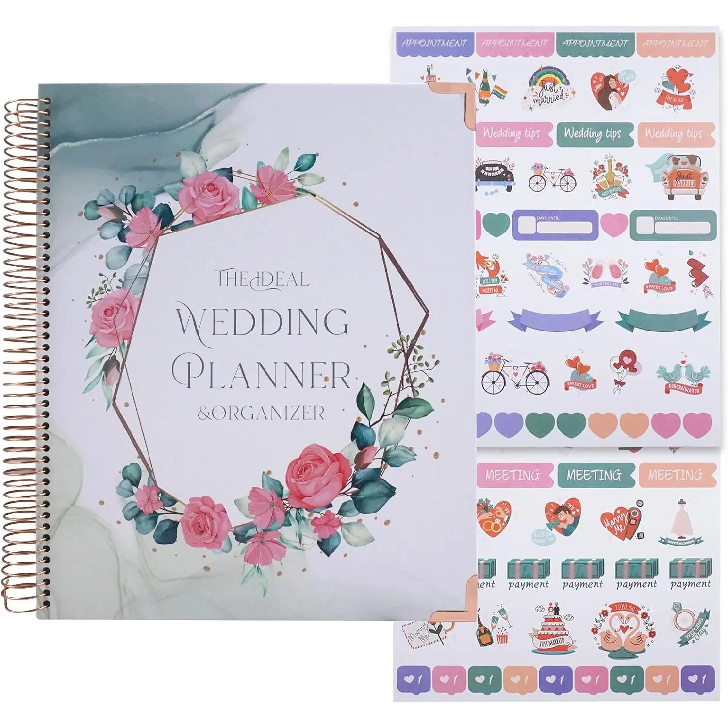 Wedding Planner Book and Organizer for Bride, 88 Pages Wedding Planning Binder & 2 Pages of Stickers, Engagement  Gifts for Couples, Wedding Planners Essentials, Easy Bridal Planning
