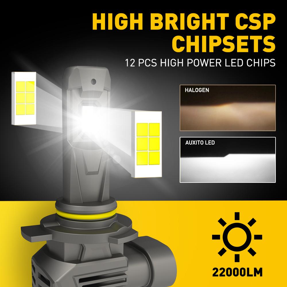 Auxito 9012 LED Headlight Bulbs kit 22000LM High Low Beam 6500K White Bright M5S