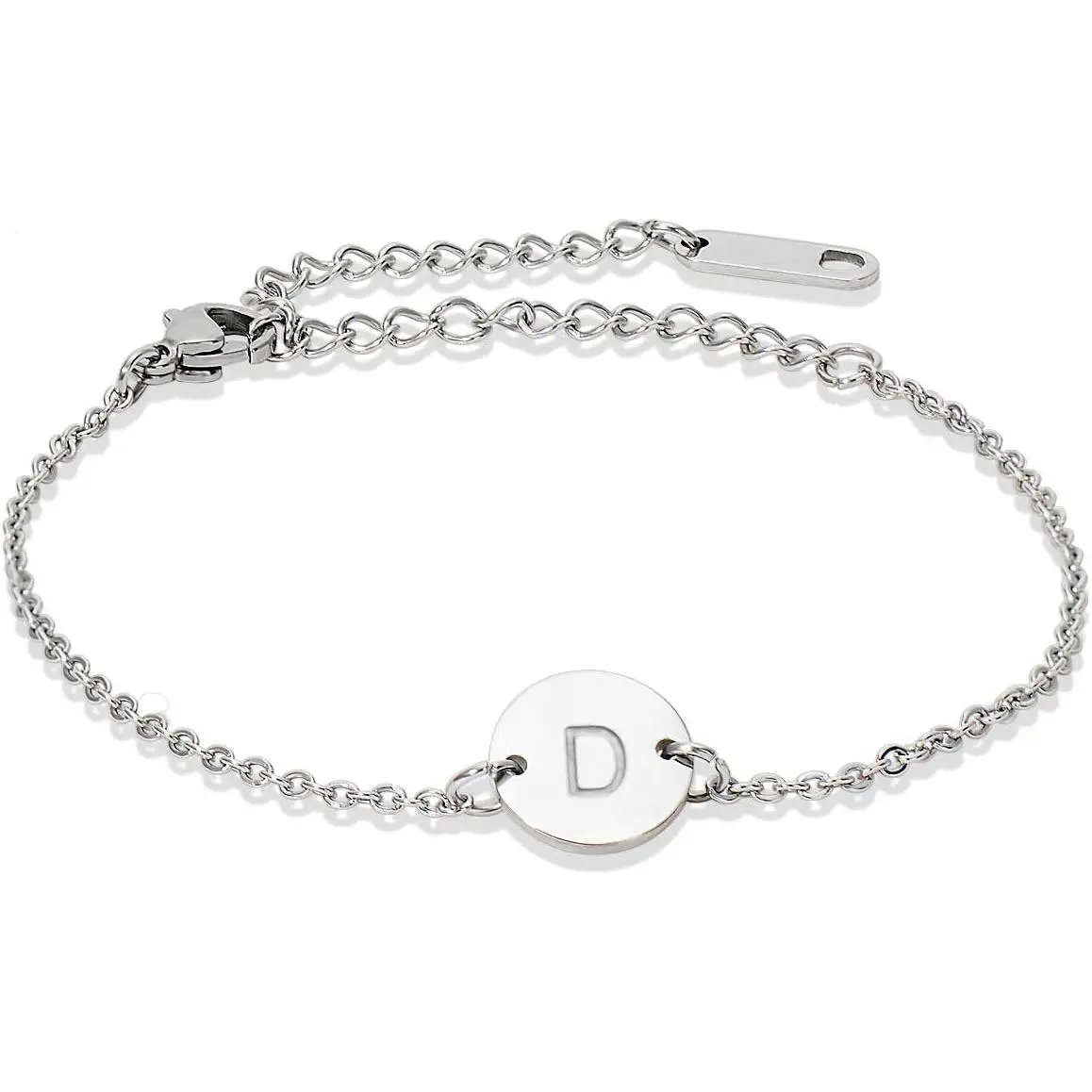 Stainless Steel Initial Bracelet Delicate  Letter Bracelet Dainty Small Disc Name Bracelet Personalized Monogram  Bracelet for Women