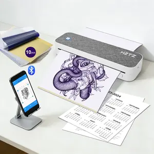 HZTZ Portable Bluetooth-compatible Tattoo Template Printer D80, Includes 10 A4 Transfer Papers, Supports Thermal Paper, Compatible with iOS, Android, PC