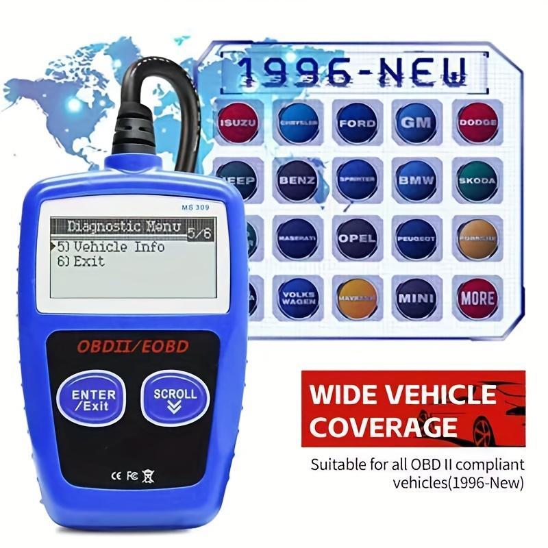 1pc MS309 Car OBD2 Scanner Diagnostic Tool Code Reader, Car Voltage Tester Engine Fault Code Scanner, OBD2 Diagnostic Tool For OBDII Protocol Cars Vehicle