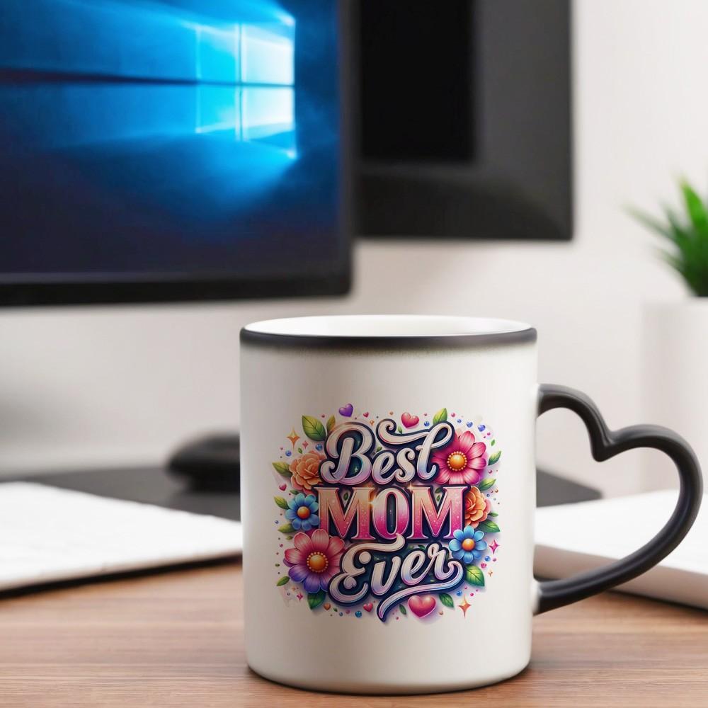 1pc Magical Color Changing Mug | 11oz Unique Heart Design, Perfect for Birthdays, Mother'S Day, Valentine'S Day, and Holiday Gifts - Ceramic