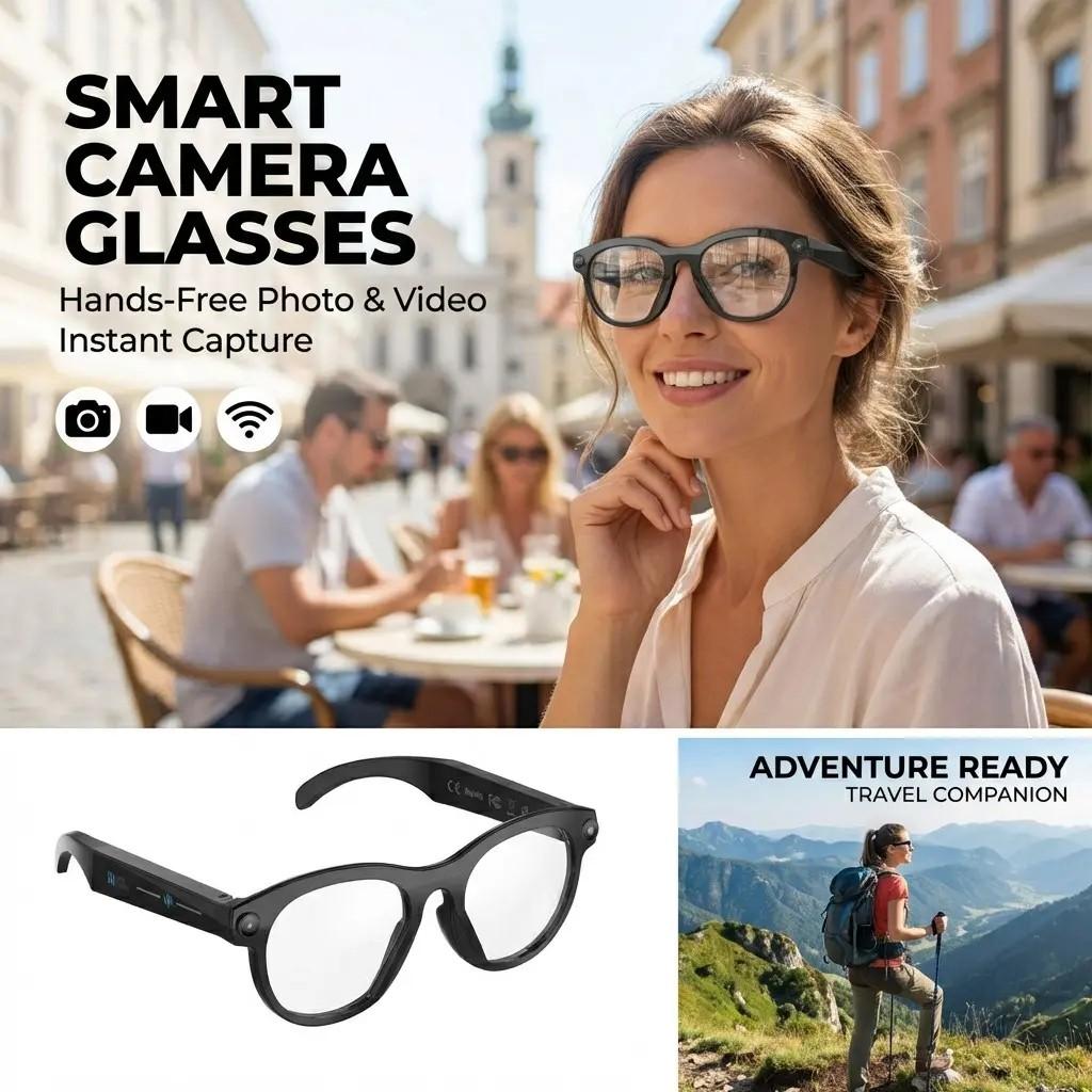 High Definition Smart Audio Glasses Camera, Video Recording, Translation, Wireless Calling, Music Playback, Voice Assistant, Portable Sports Goggles