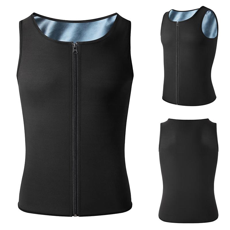 Men's Zip Up Sweat Sauna T-Shirts,Men Body Shapr Vest Tank Top,Fitness Workout Sports Vest ,Gym Excerise Sleeveless Top