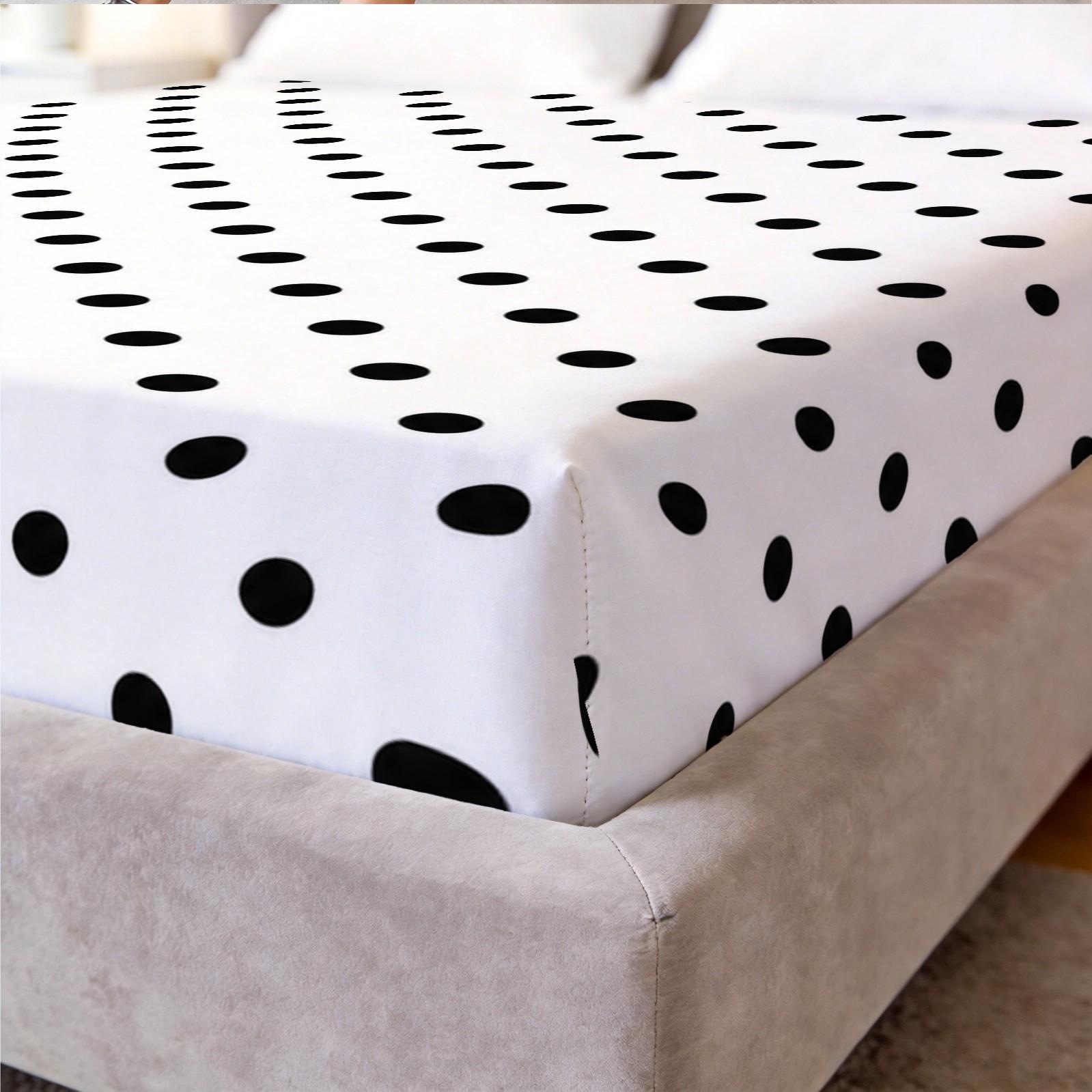 Polka Dot Fitted Sheet Set, 3 Pieces (1 Fitted Sheet + 2 Pillowcases, No Pillow Insert Included), Classic Minimalist Style, Breathable and Comfortable Fabric, Suitable for Teens and Adults Bedroom Decor, Perfect for Family Use
