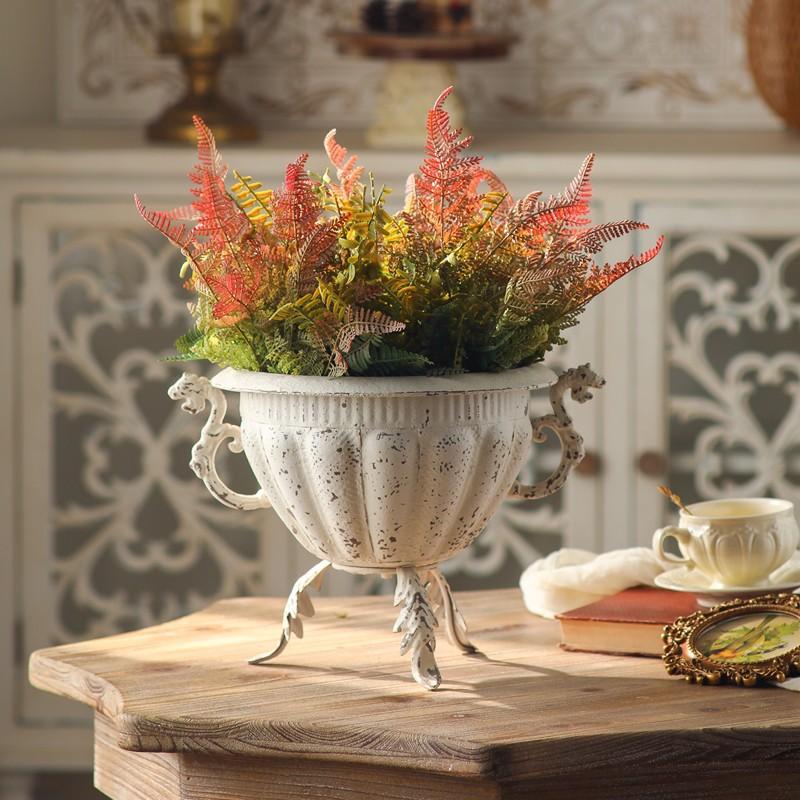 Vintage Distressed Ironwork Floral Display Frame, American Country Style, Villa Courtyard Decoration, Craftwork & Photography Props