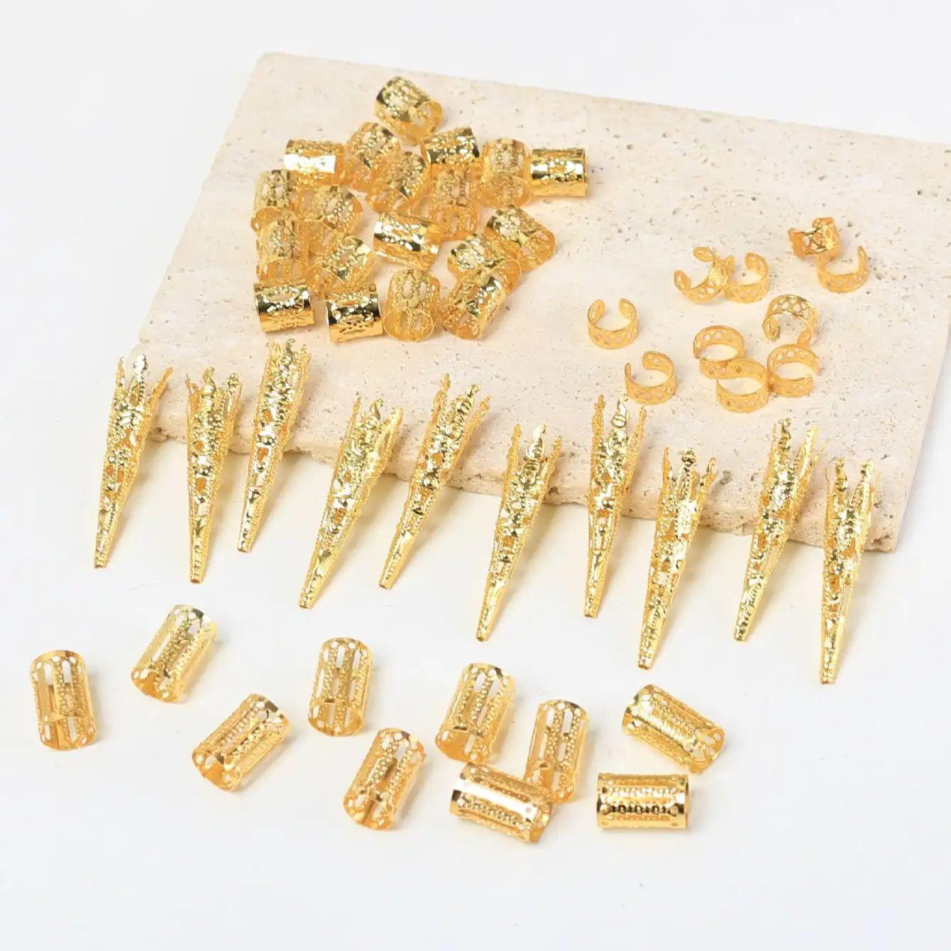 50pcs Personalized Combination Dreadlocks Beads Hair Braid Rings Clips Dread Locks Hair Braiding Cuffs Decoration/Accessories