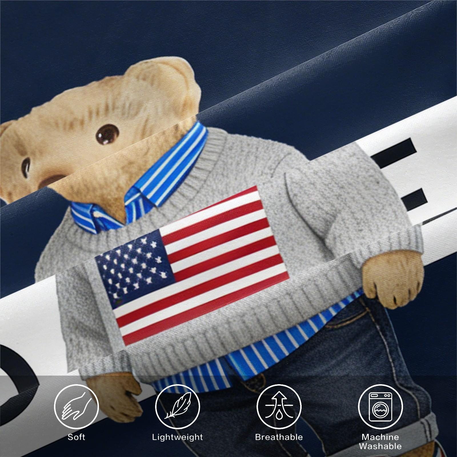 Teddy Bear Pattern Bed Sheet, Comfortable Printed Pattern, Includes 1 Bed Sheet and 2 Pillowcases, Comfortable Bedding, Non slip Dust Cover Suitable for Bedroom and Guest Room, Suitable as a Gift for Children or Adults, Bedsheet