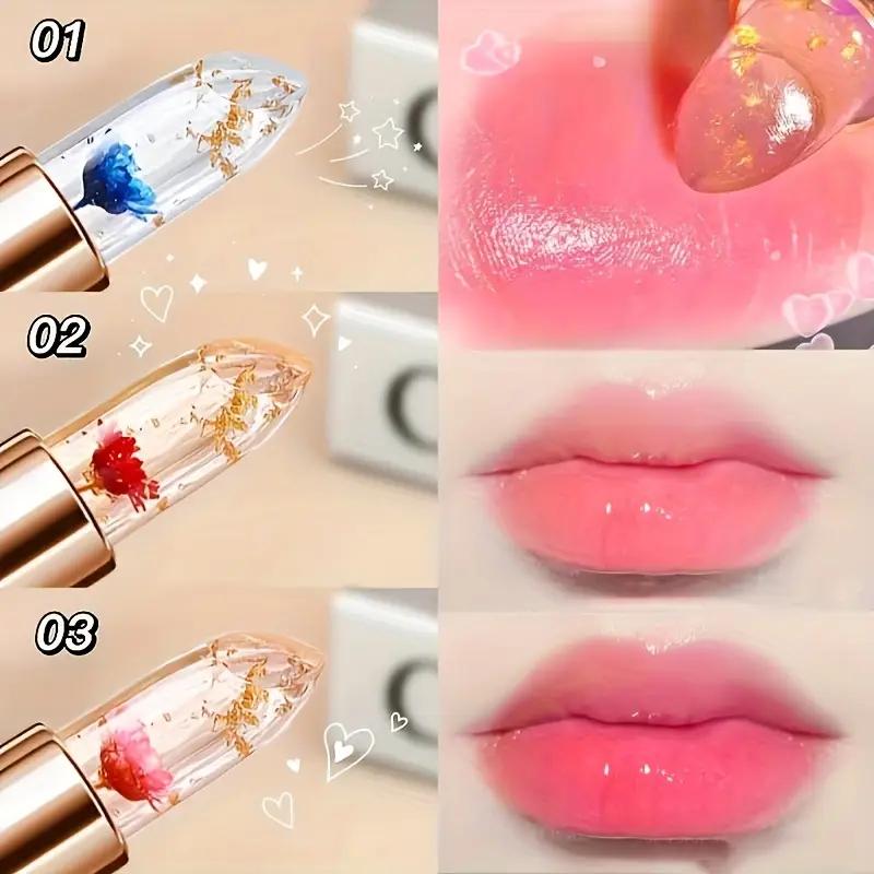 3 Pieces Transparent Petal Color Changing Lipstick Makeup Set Waterproof Long Lasting Moisturizing Lip Tint Temperature Changing Lip Glossy Cosmetic 3 Pieces Transparent Petal Color Changing Lipstick Makeup Set Waterproof Long Lasting Moisturizing Lip Tint Temperature Changing Lip Glossy Cosmetic