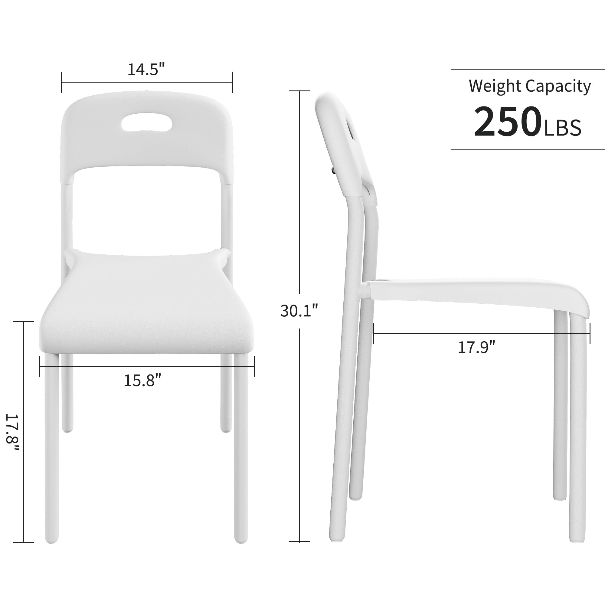Dining Chairs, Stackable Modern Kitchen Chairs, Plastic Dining Room Chair with Metal Legs, Easy Assembly, Waterproof & Stain-Resistant, Suitable for Indoor and Outdoor