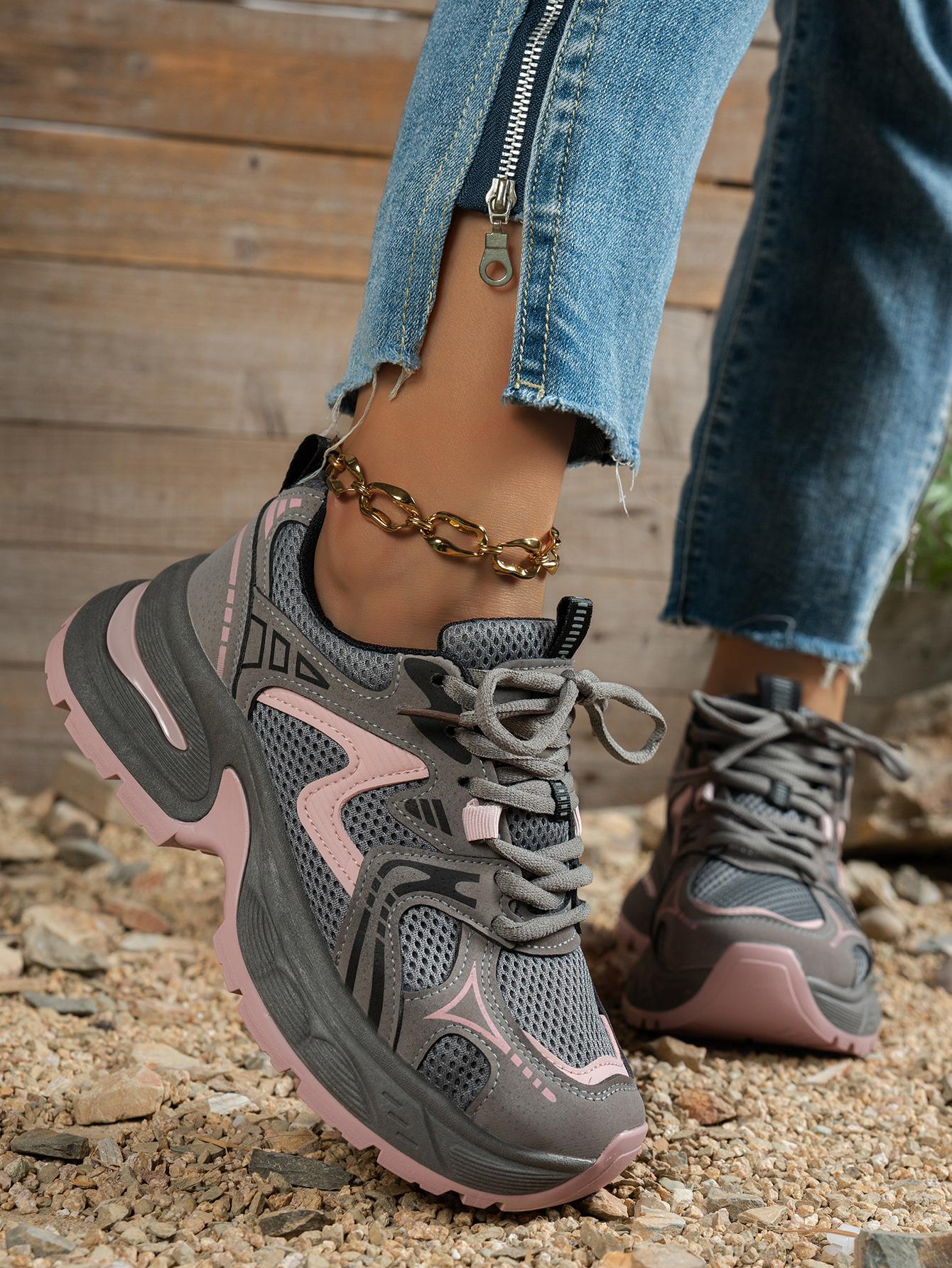 New Women's Chunky Sole Sports Shoes, Casual Dad Sneakers, Thick Soled Sneakers, Lace Up Sneakers, Thick Sole Sneaker, Athletic Shoes, Casual Athletic Trainers, Women's Fashionable Comfortable Breathable Shoes for All Seasons, Sneaker Footwear