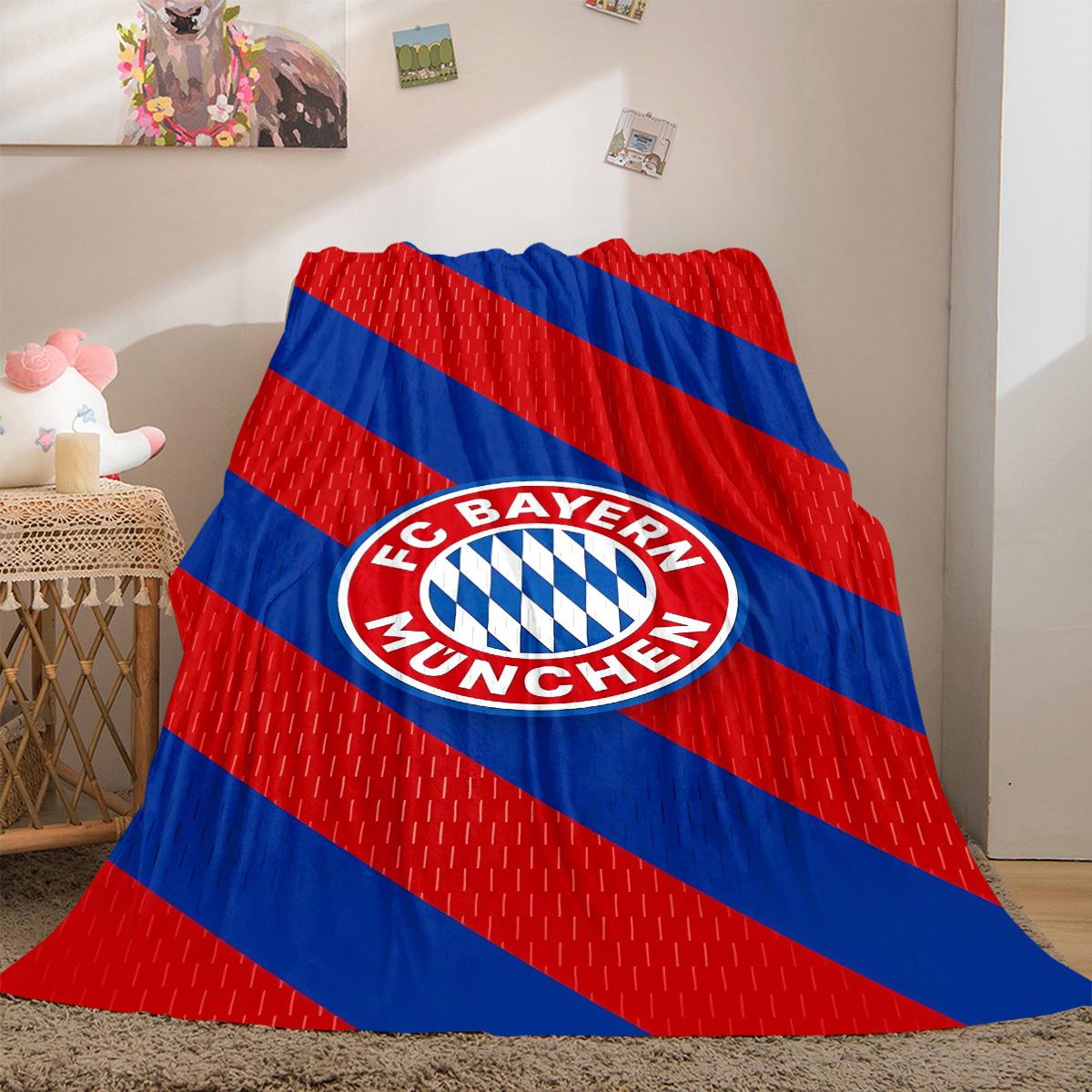 FC Bayern Munich Printed Cute Cartoon Plush Blanket Suitable for All Seasons, Soft and Comfortable Sofa Mattress Office Outdoor Blanket Camping Travel Home Blanket Black Friday Christmas Gift C1699