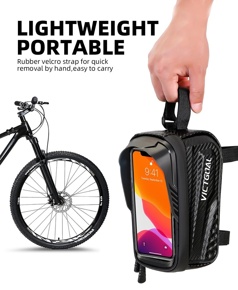 Bicycle Top Tube Frame Bag, Waterproof Bike Phone Holder 6.8″ Touchscreen Phone Storage Bag, Large Capacity Cycling Accessories for MTB Road Bike Bicycle Top Tube Frame Bag, Waterproof Bike Phone Holder 6.8″ Touchscreen Phone Storage Bag, Large Capacity Cycling Accessories for MTB Road Bike
