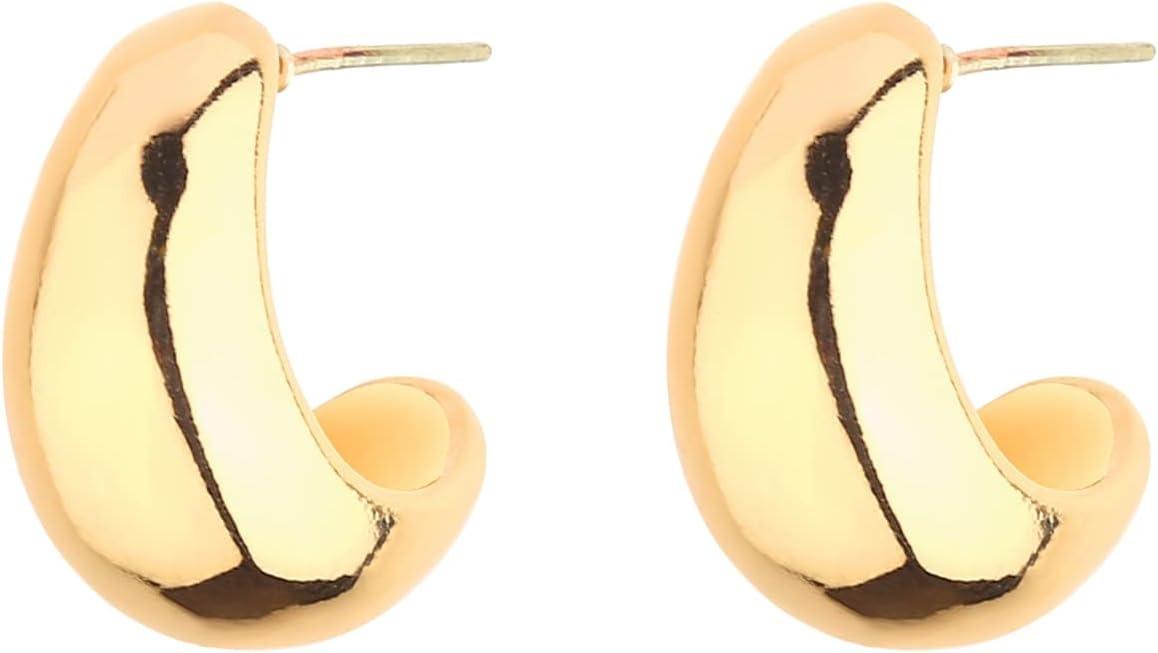 Elegant 6 Pairs 14K Gold Hoop Earrings for Women Lightweight Chunky Multipack Hypoallergenic Chic Jewelry Gift Accessories