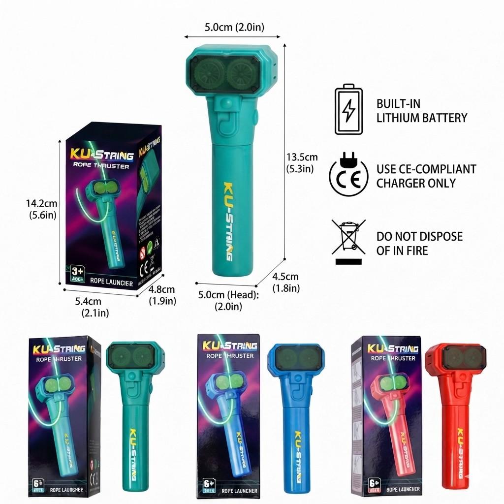 Glowing Gear Electric Rope Launcher, USB Rechargeable High-Speed Motor Magic Floating Rope, Stress Relief Toy, Stress Relief Tools for Kids and Adults, Birthday Gift for Ages 3+
