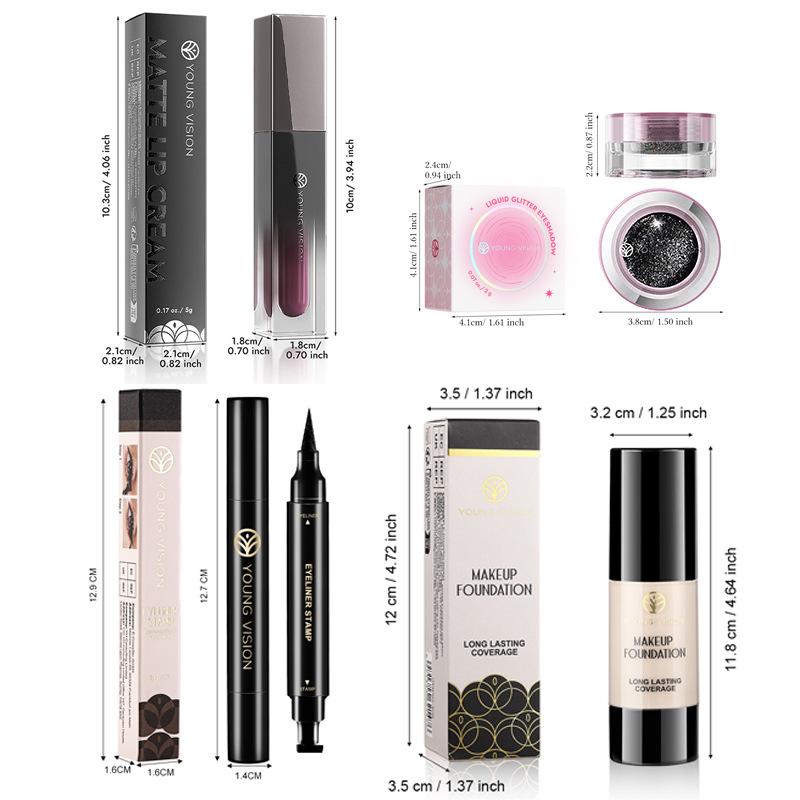4pcs Halloween Facial Makeup Combination Set Gothic Style Black Lipstick Eyeliner Eye Shadow White Foundation Make-up Set Makeup Sets