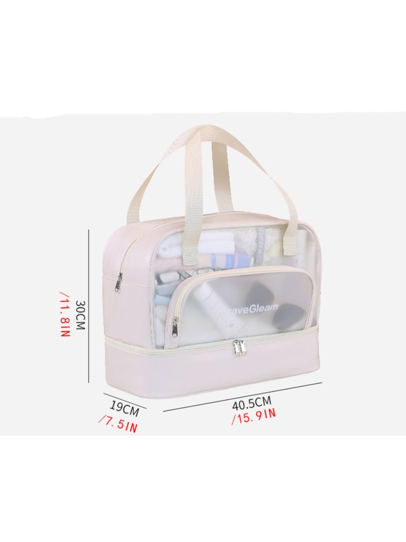 Double Layer Swim Bag for Women, Large Capacity Dry Wet Separation, Shoe Compartment, Travel Makeup Bag, Gym Shower Backpack, Pool Bag