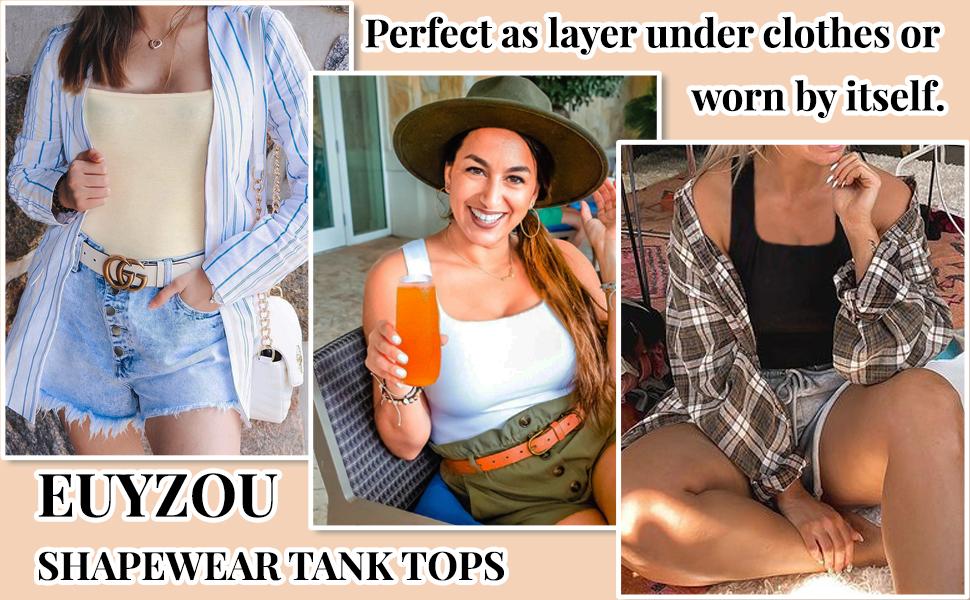 Women's Tummy Control Shapewear Tank Tops - Seamless Square Neck Compression Tops, Slimming Body Shaper, Comfortable Breathable Fabric SpringStatements