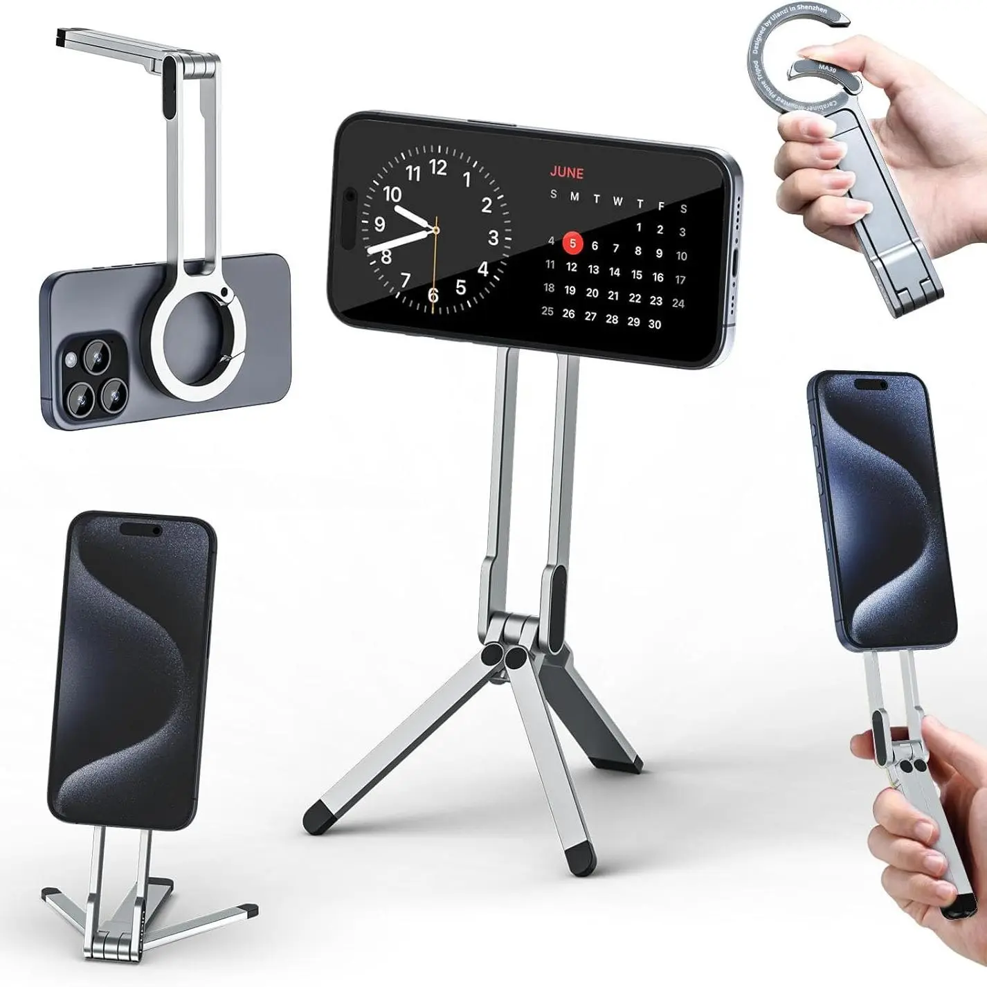 Magnetic Phone Tripod Stand for Smartphone - Aluminium Maglock Smartphone Compact Mini Tripod Pocket Cell Phone Stand Strong Magnet Quick Mount