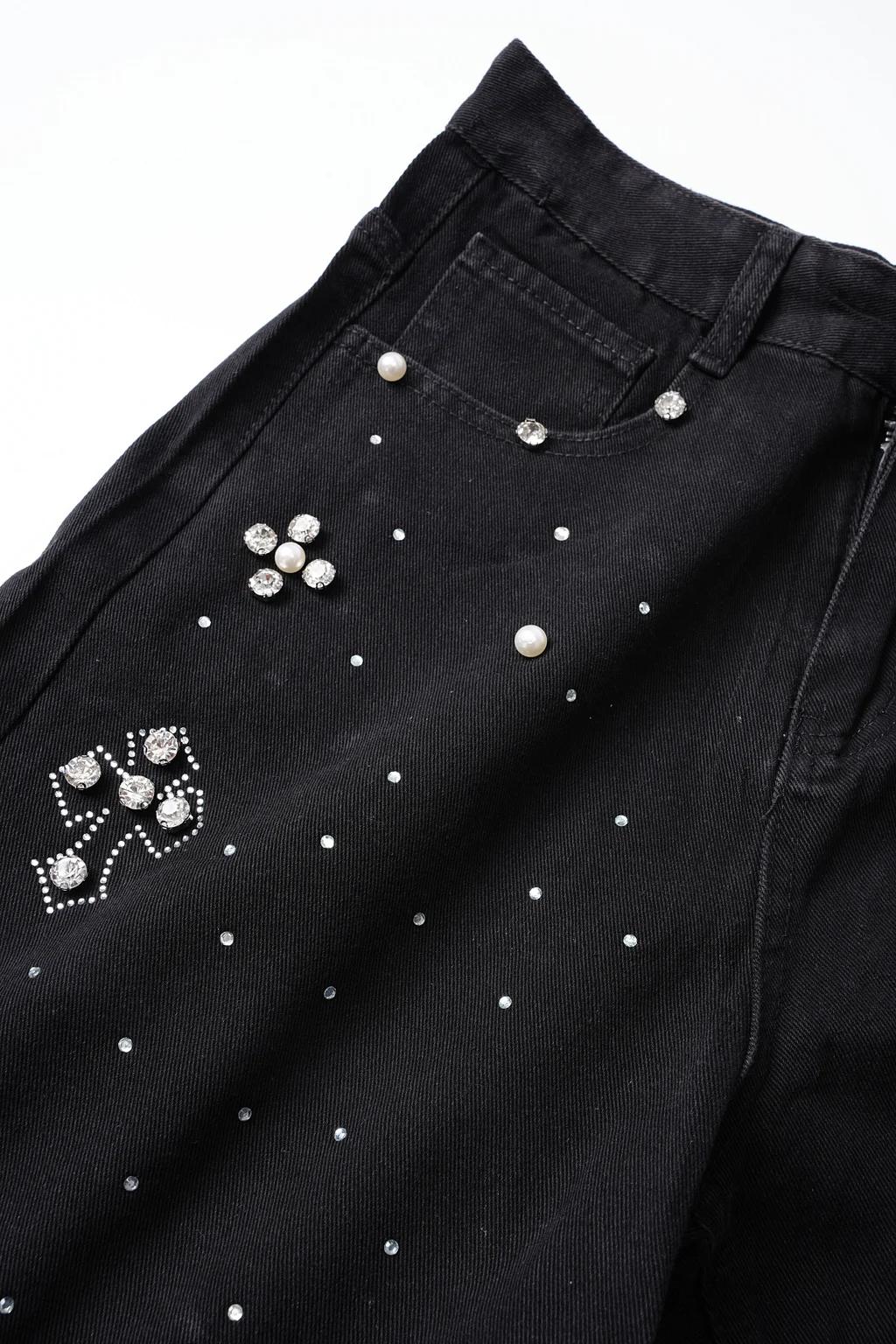 Sopula Studio Men's Hiphop Cross Hot Diamond Jorts Denim Shorts Streetwear Pocket SpringStatements