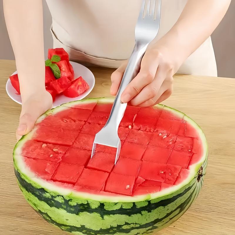 2-in-1 Stainless Steel Fruit Cutter 4-Piece Set - 2025 Upgrade Watermelon Slicer & Fork, Multi-Purpose Kitchen Utensils for Melons, Fruits - Includes Candy Plastic Spoon (Durable & Dishwasher Safe) 2-in-1 Stainless Steel Fruit Cutter 4-Piece Set - 2025 Upgrade Watermelon Slicer & Fork, Multi-Purpose Kitchen Utensils for Melons, Fruits - Includes Candy Plastic Spoon (Durable & Dishwasher Safe)