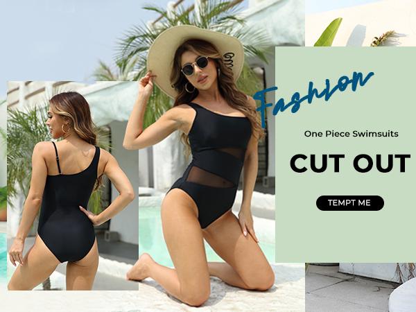 Tempt Me Women One Shoulder One Piece Swimsuits Full Coverage Cutout Mesh Sexy Bathing Suits Tummy Control Swimwear Tempt Me Women One Shoulder One Piece Swimsuits Full Coverage Cutout Mesh Sexy Bathing Suits Tummy Control Swimwear