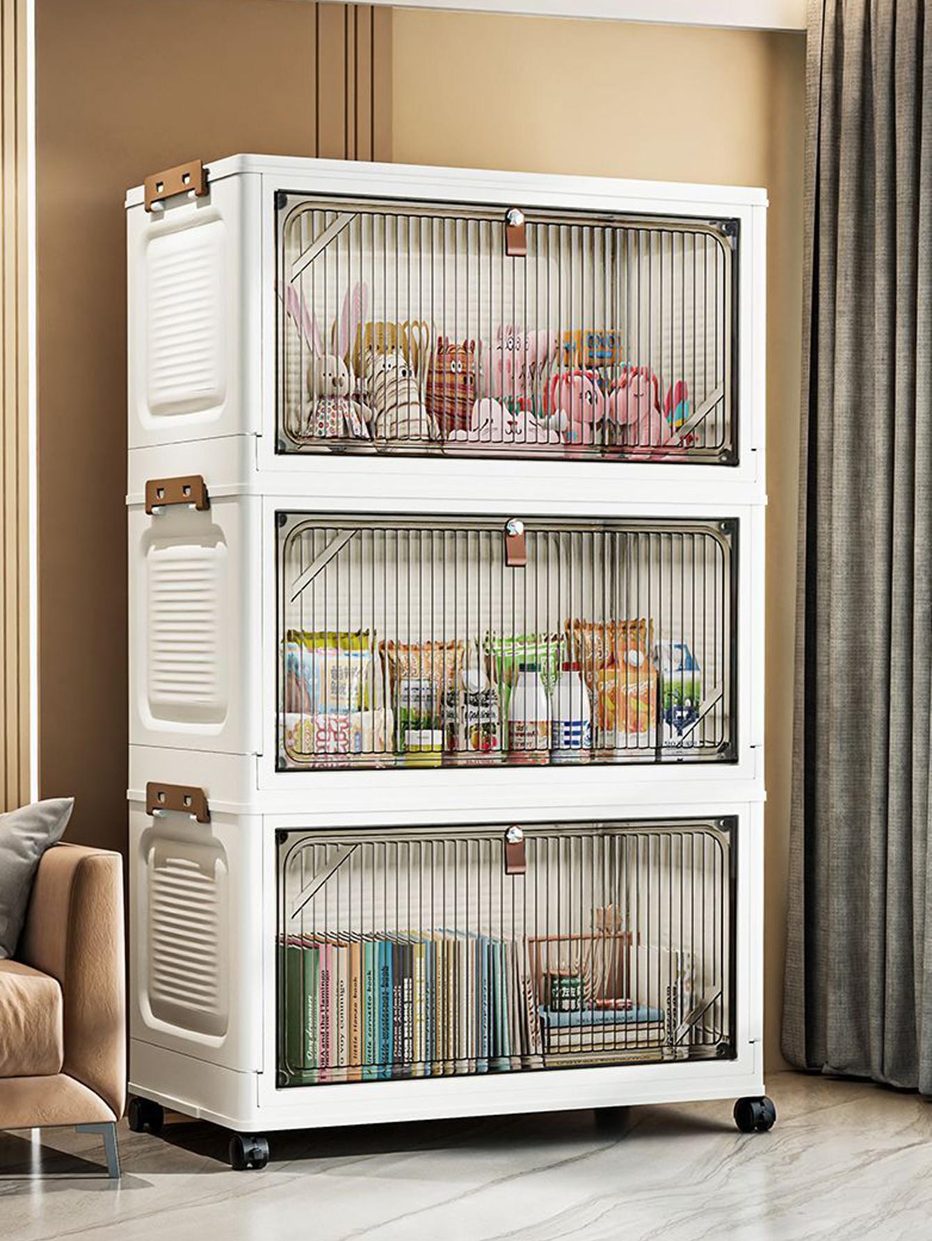 Large Capacity Foldable Storage Box, Collapsible Storage Box, Plastic Mobile Wardrobe Organizer, Clothes Sorting Cabinet, Space-Saving Design for Home Use