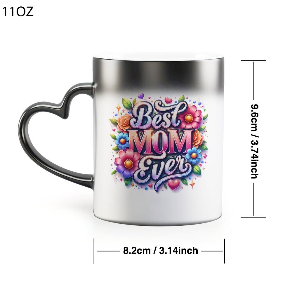 1pc Magical Color Changing Mug | 11oz Unique Heart Design, Perfect for Birthdays, Mother'S Day, Valentine'S Day, and Holiday Gifts - Ceramic