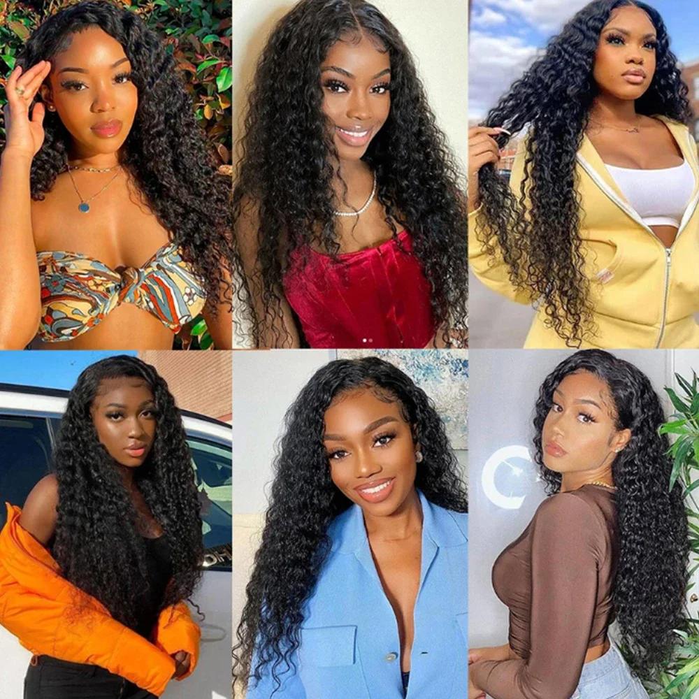 Cikana Hair 180 Density Deep Wave 13x6 Lace Frontal Wig 30 32 Inch Wet and Wavy Curly Brazilian Transparent Real Hair 13x4 HD Lace Front Wigs For Black Women
