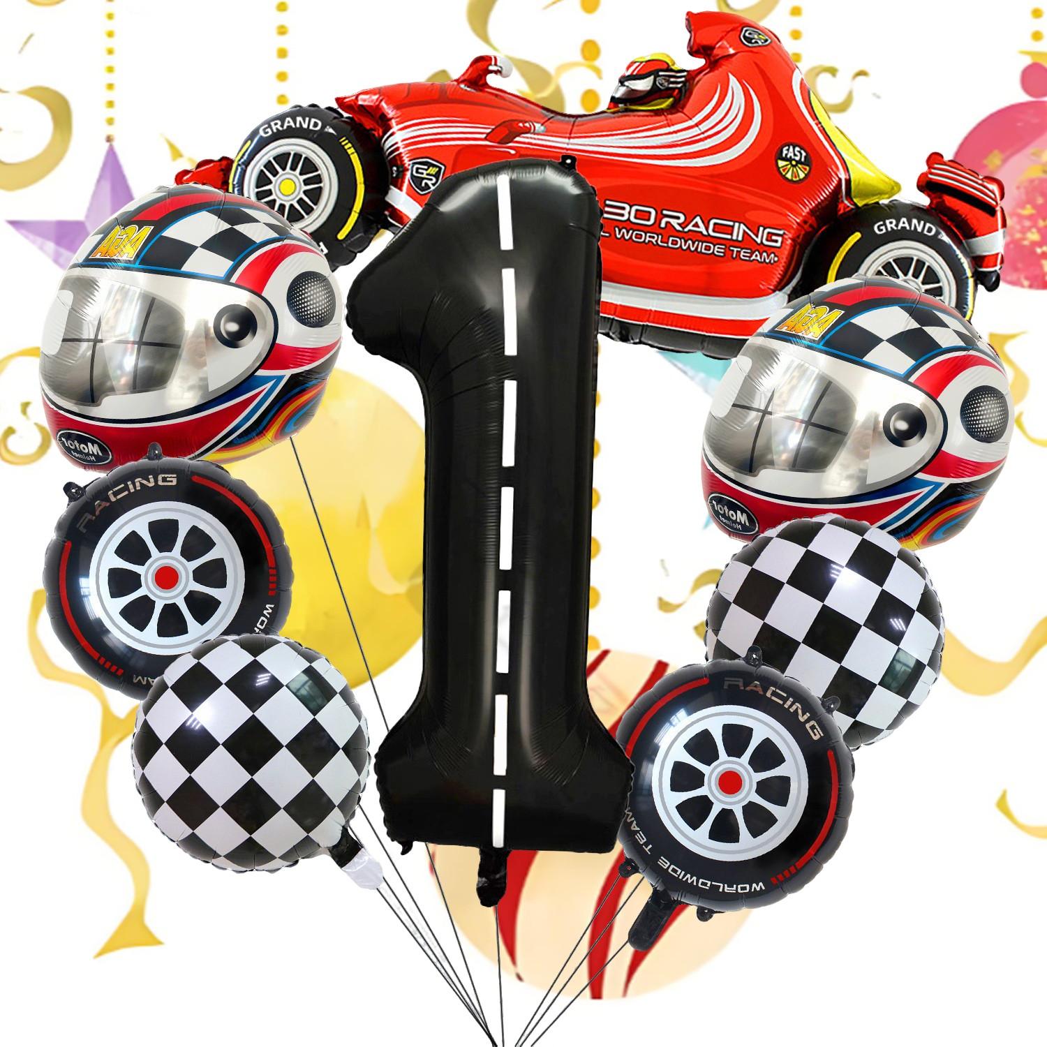Race Car Theme Foil Balloons, Multi Shape Mixed Color Set, Sports Events, Championship Celebrations, Festival & Party Decor