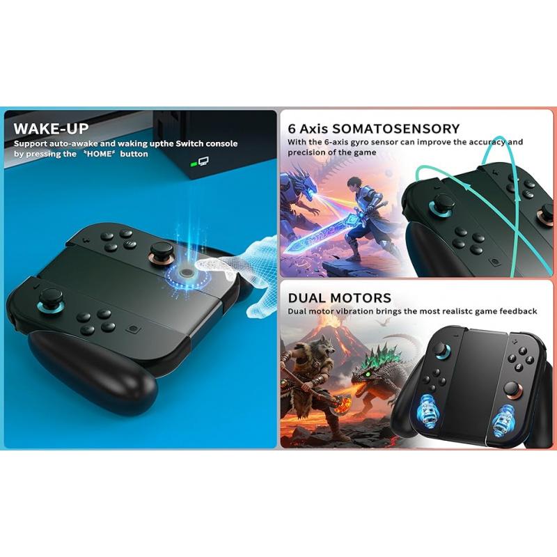 Wireless Controller Compatible with Switch Lite Oled, Dual Vibration Function Replacement Gamepad, Cool Wake-Up Switch Accessory