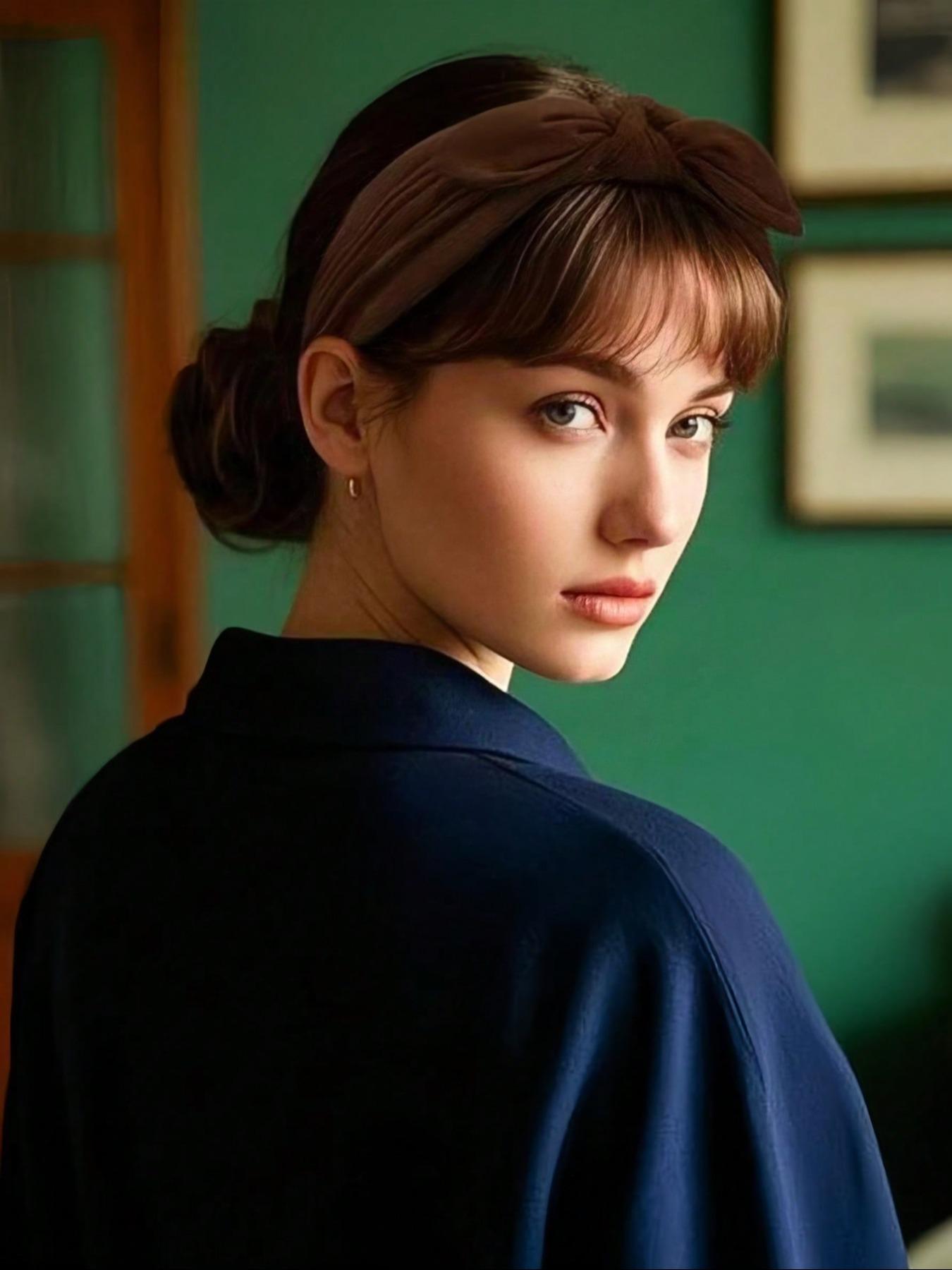 3pcs Women Bow Bunny Ear Headbands, Boho Style Extra Wide Cute Rabbit Ear Knotted Headwraps, Fall/winter Hair Accessories, Elastic Bow Hairbands