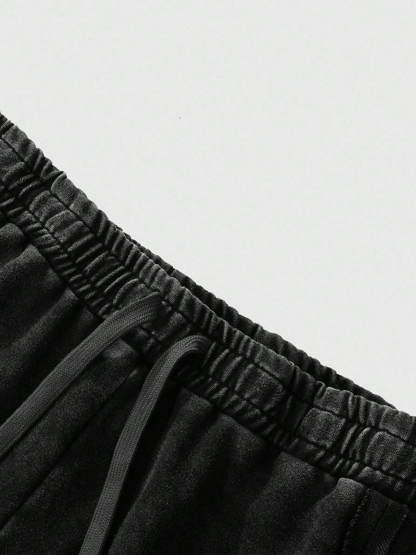 Men's Streetwear Cotton Joggers, Loose Fit Elastic Waist Plain Knit Pants, Washed Fabric with Vintage Details, Casual Fashion for Daily Wear