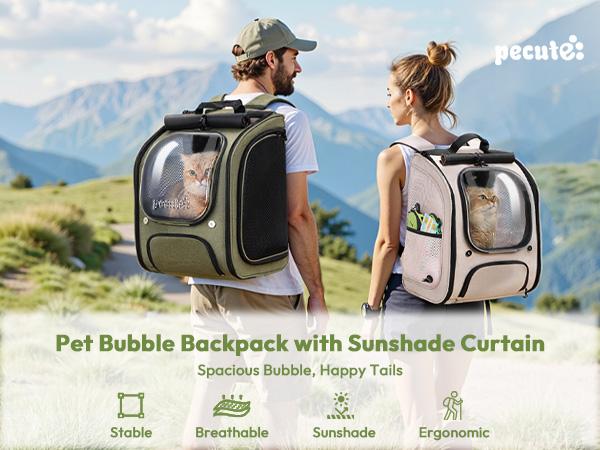 Pecute Space Capsule Pet Backpack Animal Carrier - Expandable Large Capacity, Breathable, UV-Protective for Cats and Puppies